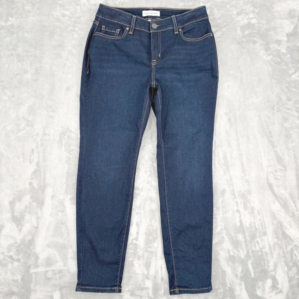 Lane Bryant Jeans Womens 12P‎ (29x27) Blue Dark Wash Skinny Denim Petite Stretch
